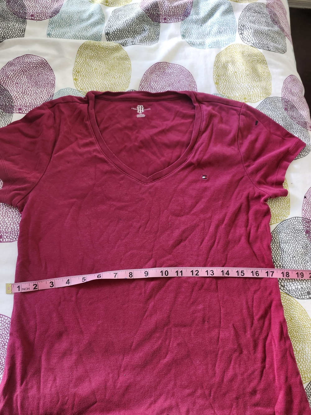 Tommy Hilfiger Women's V-Neck Short Sleeve Tee — Berry